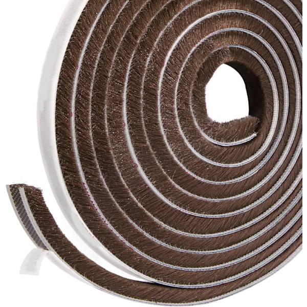 Klæbrig børsteforseglingstrimmel, 6m (længde) x 9mm (bredde) x 5mm (tykkelse), højdensitetsfilt dør Brown