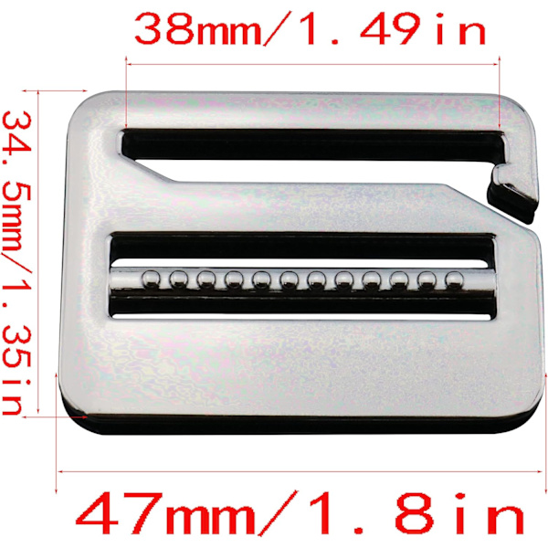 3,8×4,7×0,2cm Stege Lås Spänne 2st Pistolfärg Stark Metall Tri-Glide Spännlås Glidspännen Vävband Släppspänne