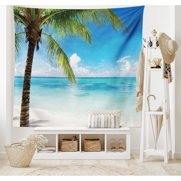 Ocean Tapestry, Exotic Beach Water ja Palm Tree by The Shorin
