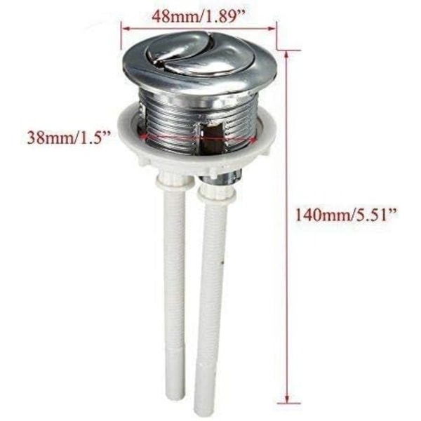 38 mm dobbel trykknapp for toalett spyling krom høytrykk