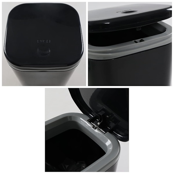 0,5 Gallon Lille Bordplade Skraldespand, Mini Skrivebordsskraldespand med Trykknap, Sort