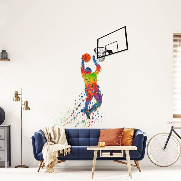 Basket Väggdekaler, Basketspelare Dunk Dekal, Inspirerande självhäftande väggdekal för pojke