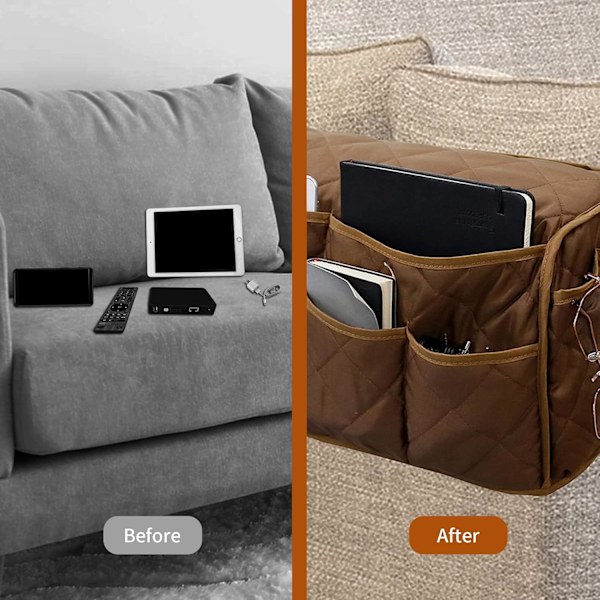 1 stk. Vandafvisende Sofa Armlæn Organizer, Skridsikker Recliner Organizer, Fjernbetjening Holder til Recliner, Recliner Caddy med 1