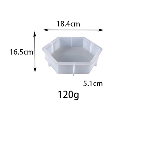 Store silikoneforme i harpiks, sekskantede harpiksforme 7,2'' x 6,5'', D