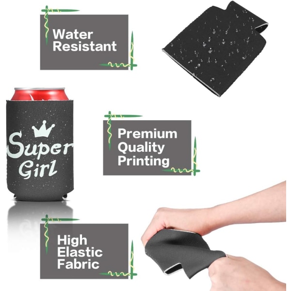 10 x 6 cm, 12-pack neoprenburkar kylare perfekta för DIY-projekt för bröllop, h black