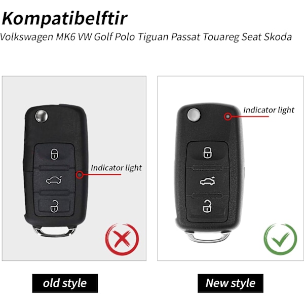 Fjernkontroll Nøkkelhus Erstatning Folding Bilnøkkel Shell Kompatibel for Volkswagen VW Bora Passat Golf Polo Jetta Mk6 Seat Skod