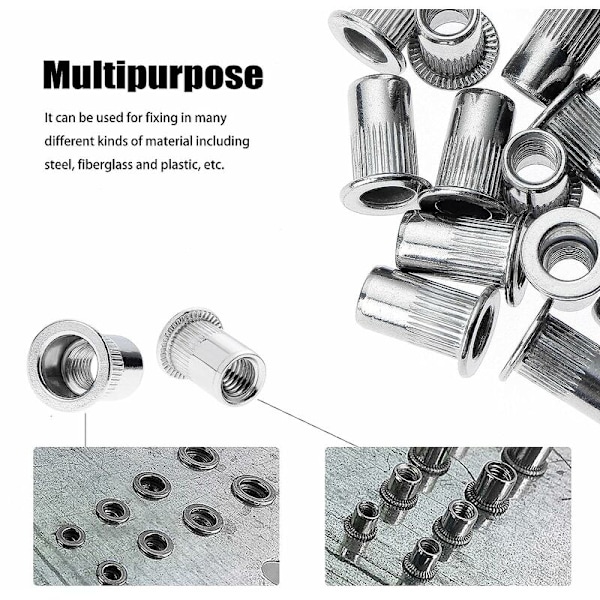 (12mm × 15mm) 100 kpl M6 litteäkantainen kierteitetty niitti, ruostumaton teräs