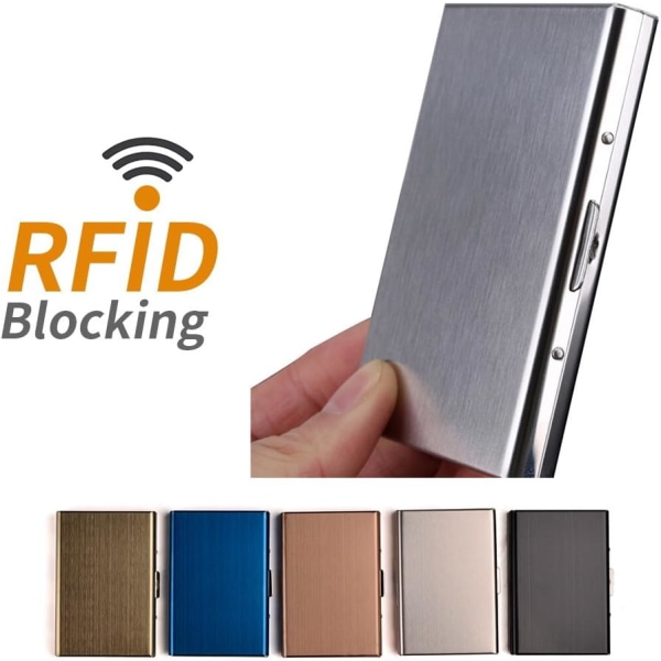 Sæt med 2 rustfrit stål RFID kreditkortholder kreditkort