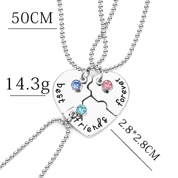 3 Pieces BFF Necklaces Friendship Necklace Forever Best Friends for Girls Gifts,Best Friend Necklace