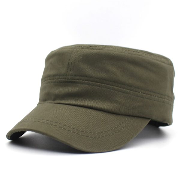 Ensfarget flat topp unisex caps (Army Green), justerbar Fashion M