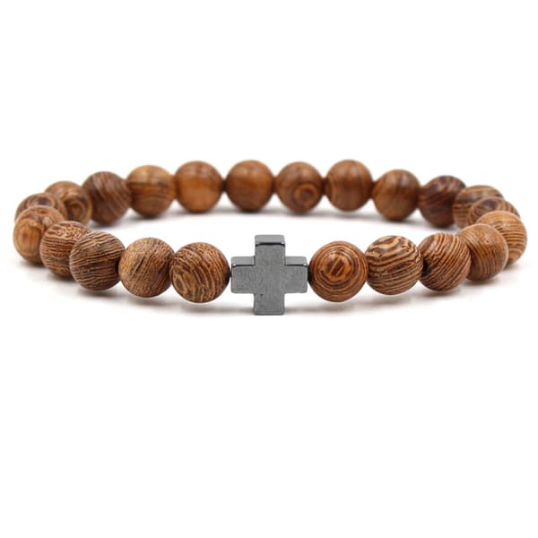 Kristna bönepärlor Armband Träpärlor & Kors