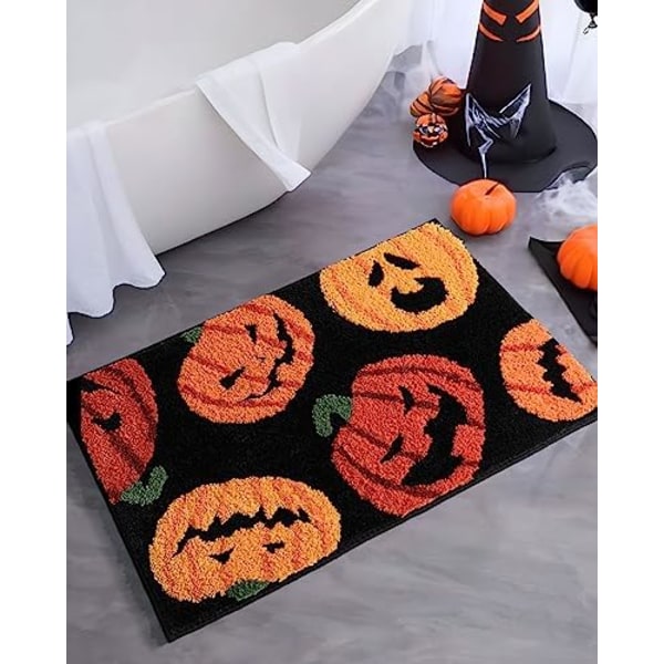 Efterårs Halloween Badeværelsesmåtter Sjove Græskar Bademåtte til Efterårs Høst Thanksgiving Hjemmeindretning, Blød Skridsikker Tæppe til