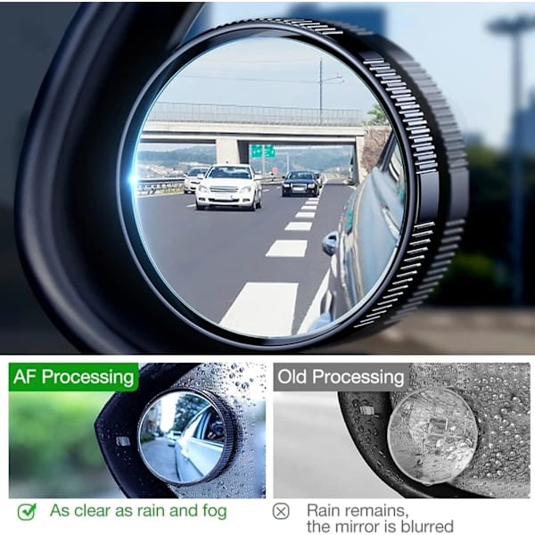(Silver) 2-pack bilspegelhörnspegel HD-glas rund spegel konvex inramade speglar med justerbar bred