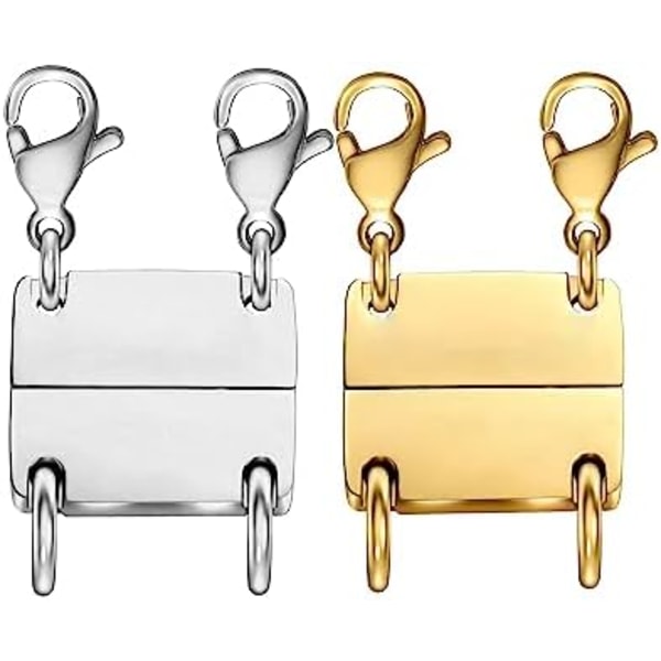 2 st Guld silverhalsband Lagerklämmor och stängningar för kvinnor Guld och silver Flera för lagerseparerande pärla