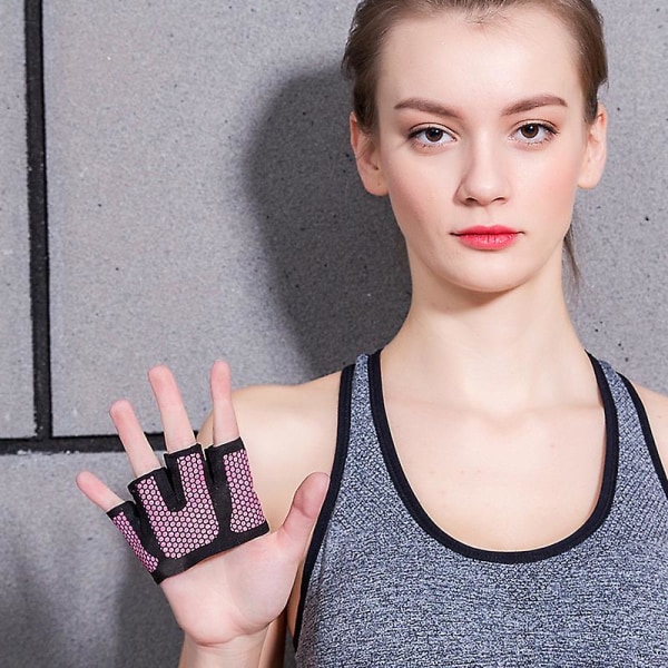 1 par sklisikre halvfinger gymhansker fitness vektløfting