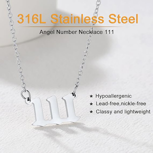 2 Angel Number Choker Halskjede for Kvinner Menn, 000-999 Lucky Numbe