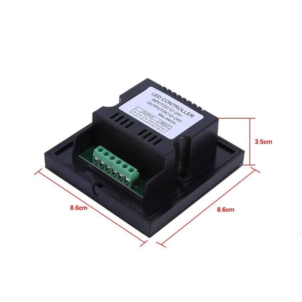 12V-24V Touchscreen lysdæmper, vægkontakt controller tilbehørsværktøj til LED-strip lys (sort)