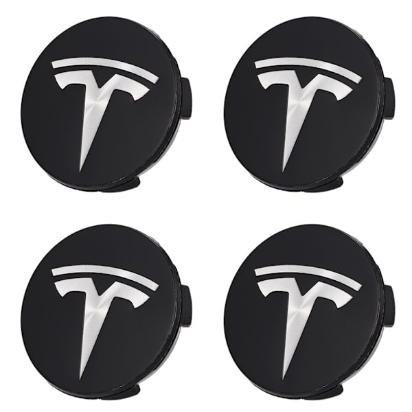 Hjulkapsel Emblem Sticker til Tesla Model 3 Model Y Hubcaps Hjulfælg Dæksel Hvid Emblem & Mat Sort Baggrund