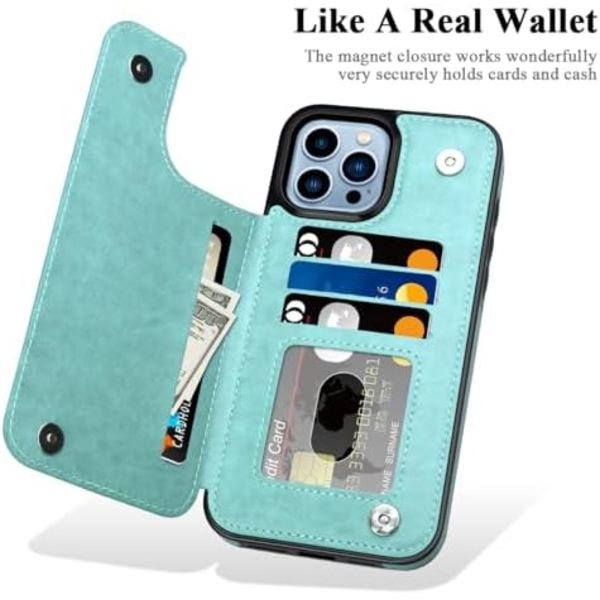 iPhone 15 Pro Max Etui med Kortlomme, Blomst Magnetisk Bagside Flip Etui til iPhone 15 Pro Max Pengepung Etui til Kvinder, Pro