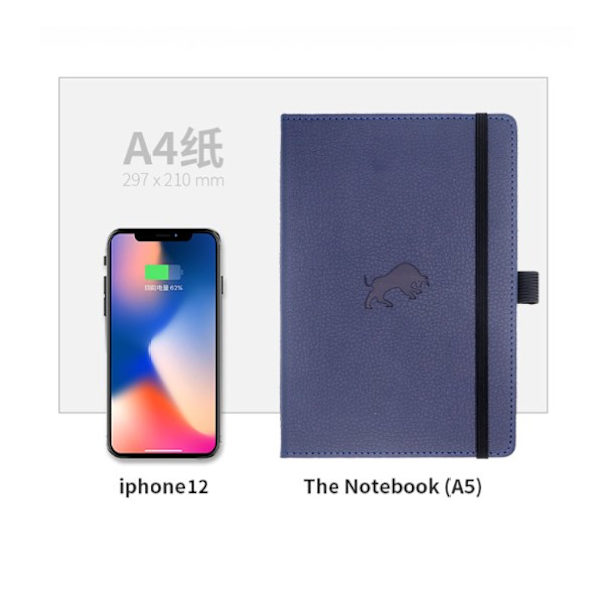 (blå)Notatbøker - Wildlife Dotted Notebook, A5 - Hard Cover Noteb