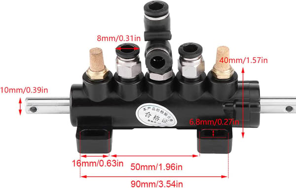 (9×4×0.8cm) Däckluftkontrollventil Fotpedalventil för däckbytesmaskin Aluminiumlegering 8mm OD röranslutningar Däck M