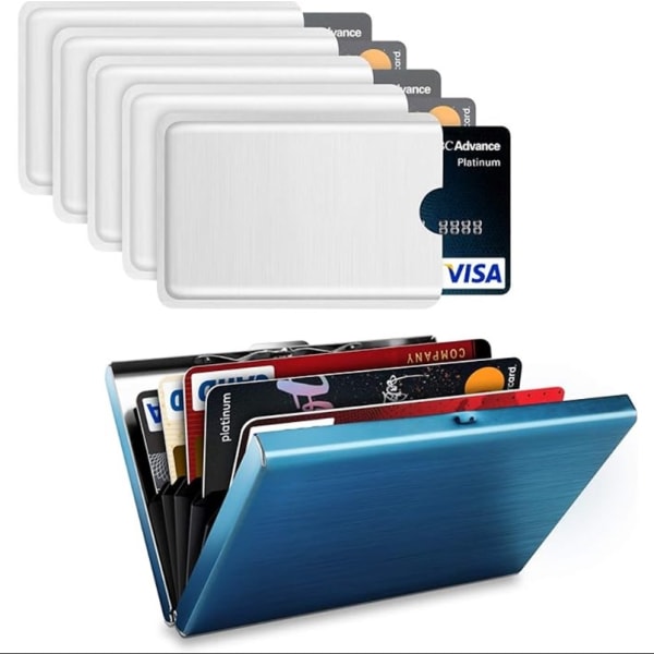 Kreditkort + 6 stk Anti-Piracy Bankkort-etui, aluminiumskortholder Business-etui, 6 pladser til Y