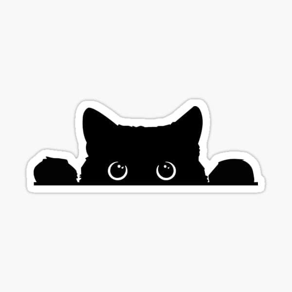 1 st Katt som tittar Stickers Rolig Vinyl Vattentät, 5 tum - Koppsvals, Kylare, Dekal, Bil, Laptop, Vägg