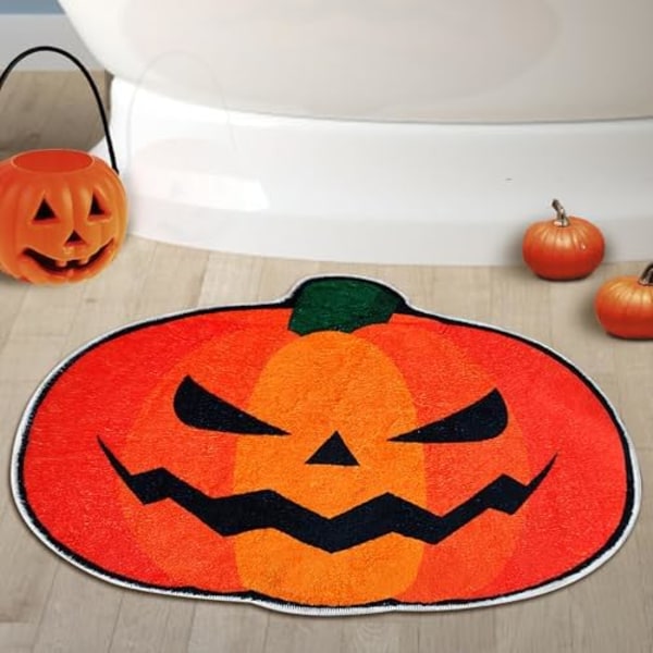 Halloween Badeværelsesmåtte, Efterårsgræskar Bademåtte Vandabsorberende Skridsikker Vaskbar til Brusebad Kar Mikrofiber Vaskbar Absor
