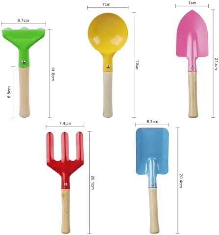 Håndspade Sæt til Børn 3+ - Inkluderer Spade, Rive, Spad, Ske, Rive, Gaffel, Rive, Børnehaveværktøj, Sandslotte