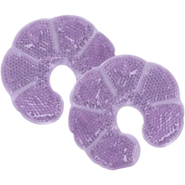 (Lila) 3-i-1 Bröstterapi Kylkuddar, Mjuk Plyschtyg (2-pack)