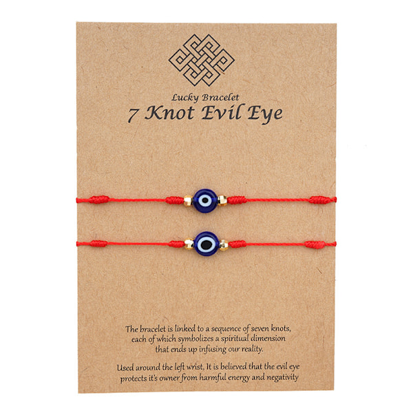 Ondt Øye 7 Knute Lykke Armbånd Justerbar Rød Tråd Amulet for Kvinner Menn.