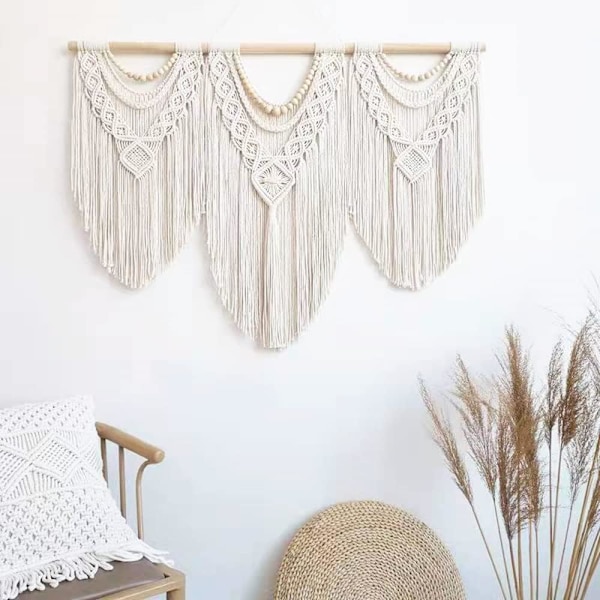 (Tyyli C) Suuri tupsu seinävaate - Bohemian-tyylinen seinävaate tupsuilla - Tyylikäs bohemian-käsintehty