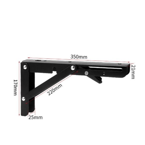 2 stk. Foldbare Konsollbraketter, 350mm Foldbar Brakett, Foldbare Hyllebraketter, Svart Jern, Payloa