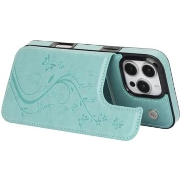 Telefonveske Kompatibel med iPhone 16 Pro Max 6,9 tommer med Herdet Glass Skjermbeskytter Kortlomme Lommebok Deksel Stativ