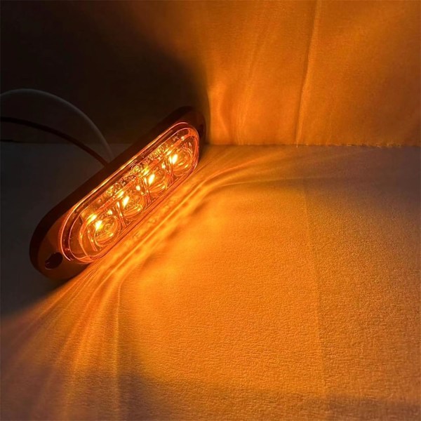 10X 4 LED Sidomarkeringsljus 12/24V LED Positionsljus Släpvagnslampa 3000K Varningsljus För Lastbil Husbil Husvagn (Gul)