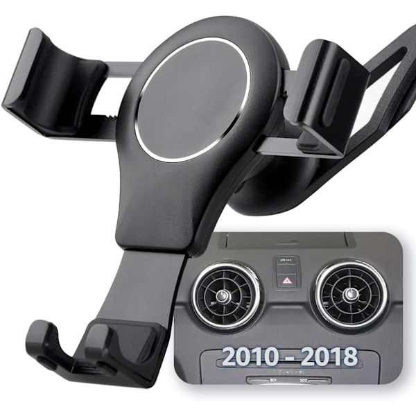 Biltelefonhållare för Audi A1, 360° Rotationsbar Telefonhållare Bil Luftventil Telefonfäste Gravitationsmetall Aluminiumlegering Silikon N