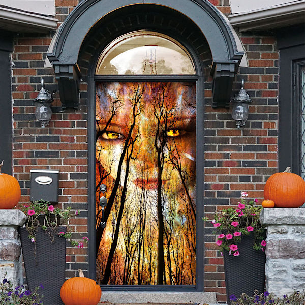 3D Halloween-metsähaamuovitarrat, 30 x 79 tuuman realistinen pelottava metsähaamuovitarra