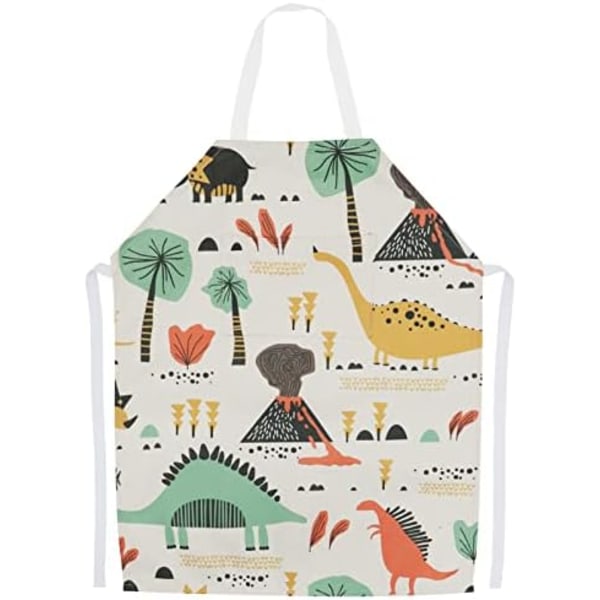 (45×52×1cm) Barneforkle for gutter og jenter, malingforkle med lomme, dinosaurkokk hageforkle for hagekokk