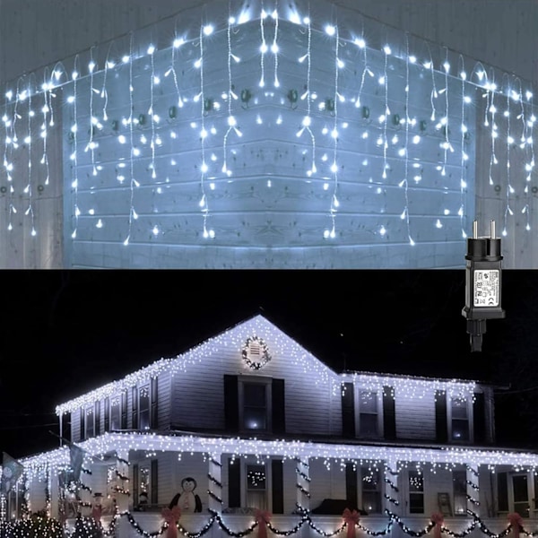 96 LED-slingljusgardin 4m julbelysning utomhus och inomhus