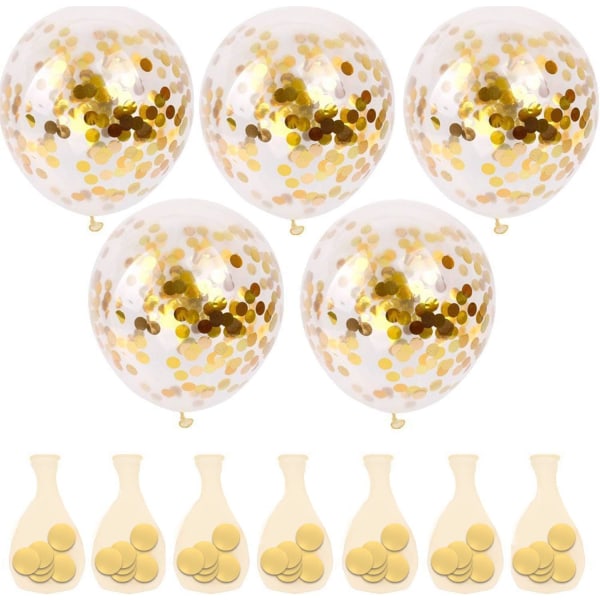 50 stk. guldkonfettiballoner, guldglitter latex heliumballoner til børn f