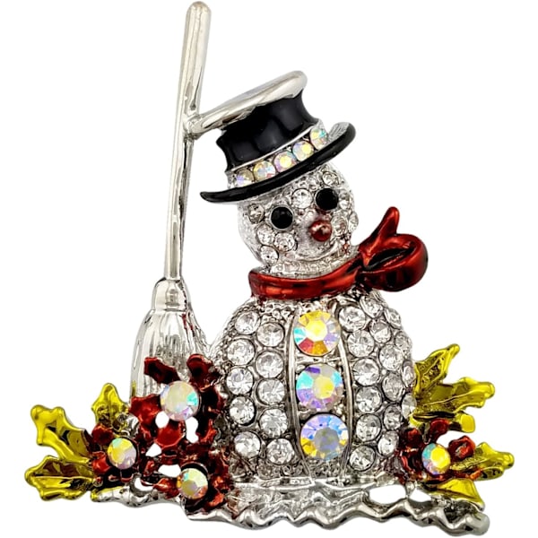 Silverfärgad Snögubbe Brooch med Österrikiska Kristaller