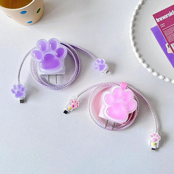 Kabelbeskytter til Sødt iPhone Oplader Cover, 3D Kawaii Dyre Oplader Ledningsbeskytter til Kvinder Piger, Oplader Tilbehør