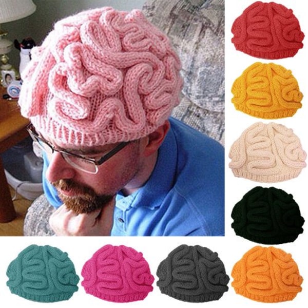 Kids Funny Spoof Horror Brain Pattern Neulottu hattu hauska lämmin