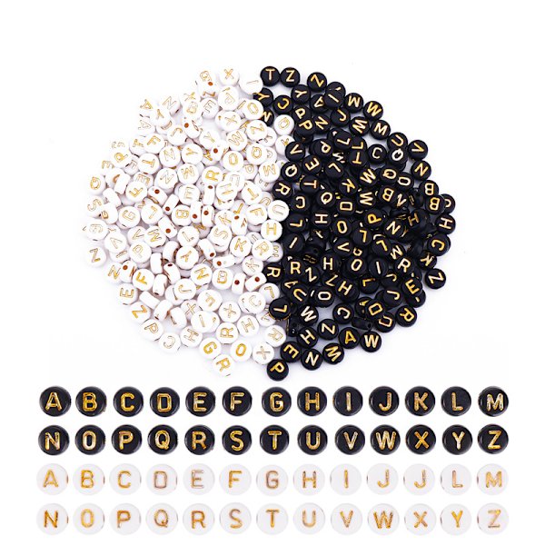 7mm bogstavperler til armbånd, Akryl Runde Bogstavperler Al