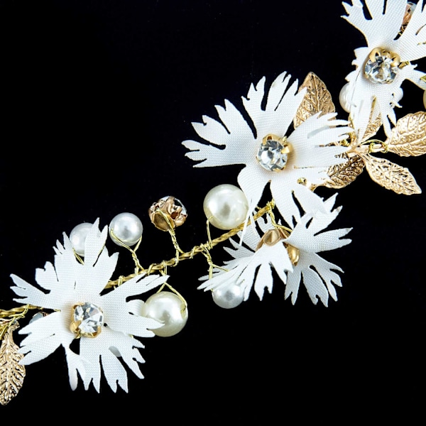 Kvinners blomsterhodebånd med båndkrone brudeblomsterhodeplagg bryllup White