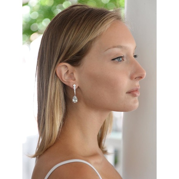 Cubic Zirconia Bryllupsdråpeøreringer, Tåreformet Krystall, for Bruder, Brudepiker, Prom Gave