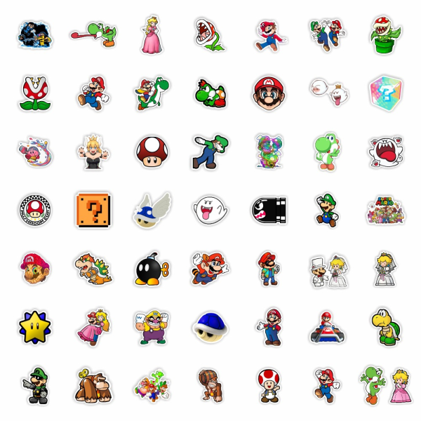 50pcs Super Mario Cartoon Stickers Waterproof Suitcase Stickers C