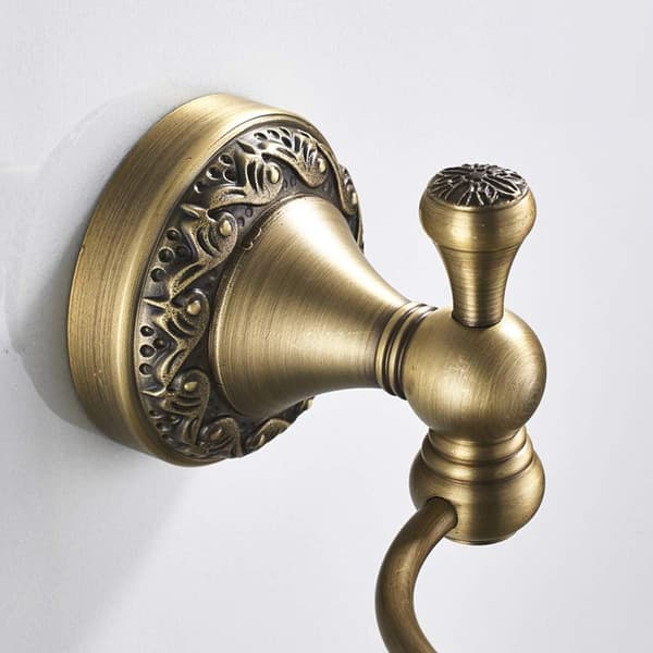 Retro Hårfønerholder Bronsebelagt Hårfønerholder Messing Retro Solid Kobber Hårfønerstativ med Utskjæring Veggmontering