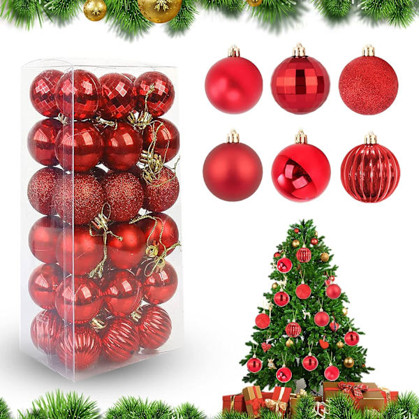 36-pack Assorterade Okrossbara Julgranskulor för Jul