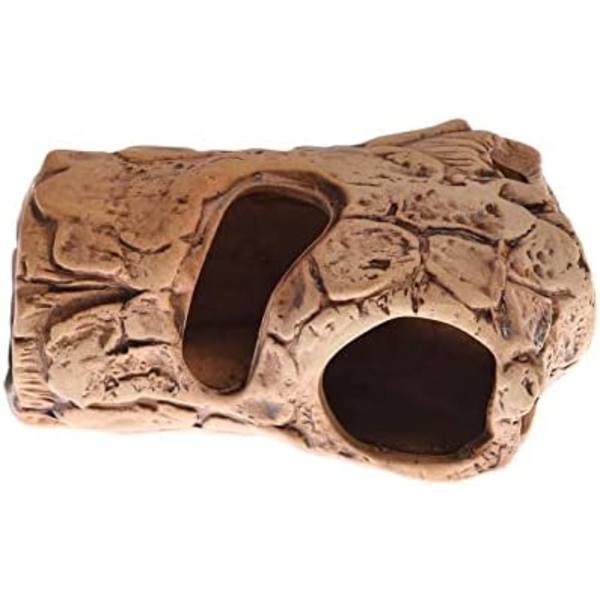 14x6cm Akvarium Dekoration Skjulested Stenhule til Betta Rejer Cichlid Skjulested Opdræt Gydning (Træstamme)